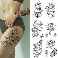 large rose peony temporary tattoos waterproof flower art fake tattoo stickers for women girls body arm lady diy sleeves stuffs
