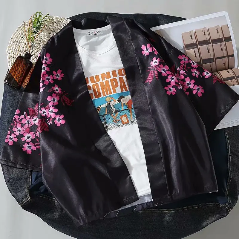 Men Kimono Japanese Style Cardigan Chinese Traditional Print Robe Gown Samurai Yukata Blouse Haori Jaclets Coat Asian Streetwear |