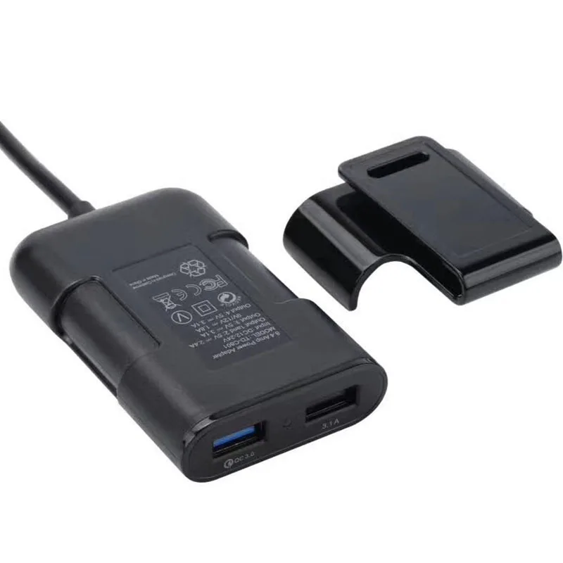 Автомобильное зарядное устройство Quick QC3.0 2 4 А USB порта с удлинителем 5 9 футов