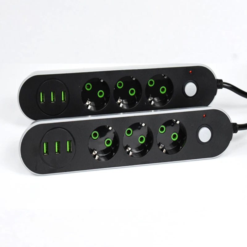 Удлинительный шнур питания с европейской вилкой 5 м зарядный 3 USB-портами