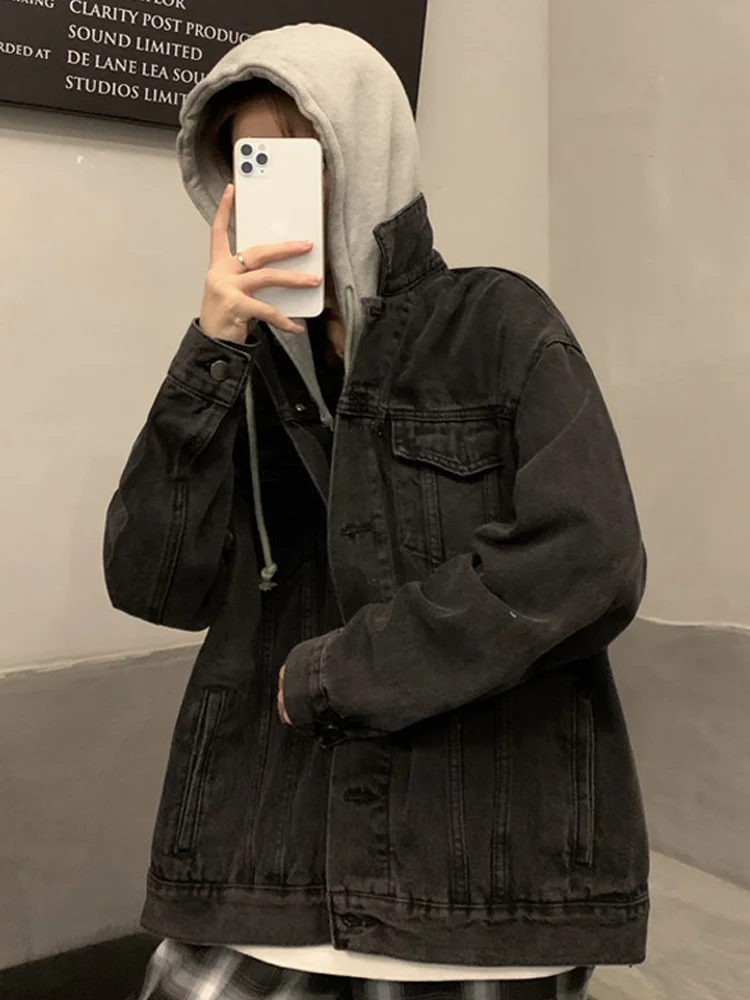 Ковбойская куртка с капюшоном женская одежда Корейская свободная Новинка 2021