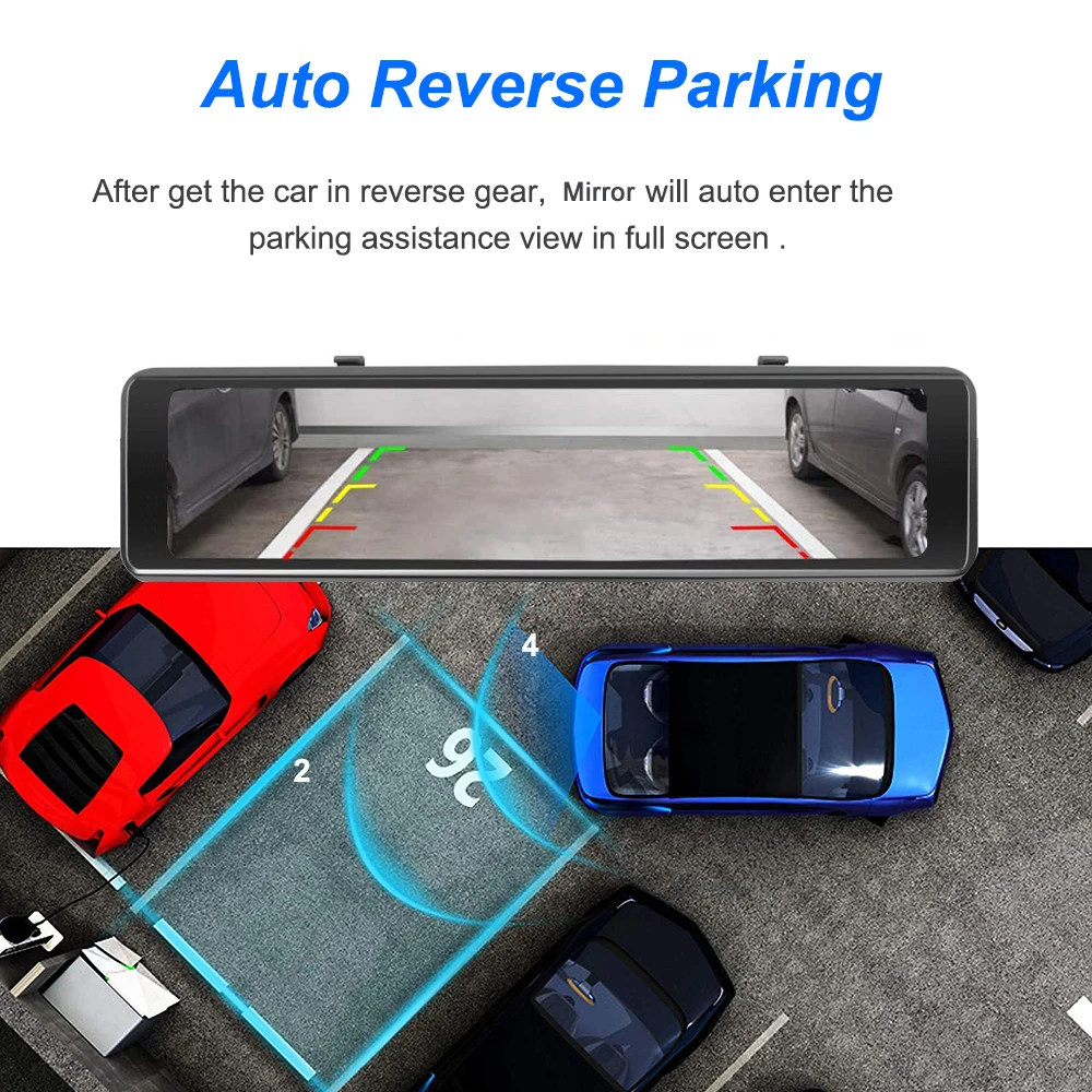 Русский язык Зеркало-видеорегистратор ANTCAM 12 дюймов 4G Android 8 1 GPS-навигация 2 Гб ОЗУ 32