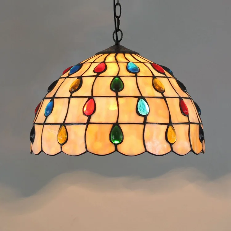 

30cm Phoenix Bead Lamp European Creative Tiffany Colored Glass Living Room Dining Room Bedroom Balcony Aisle Chandelier