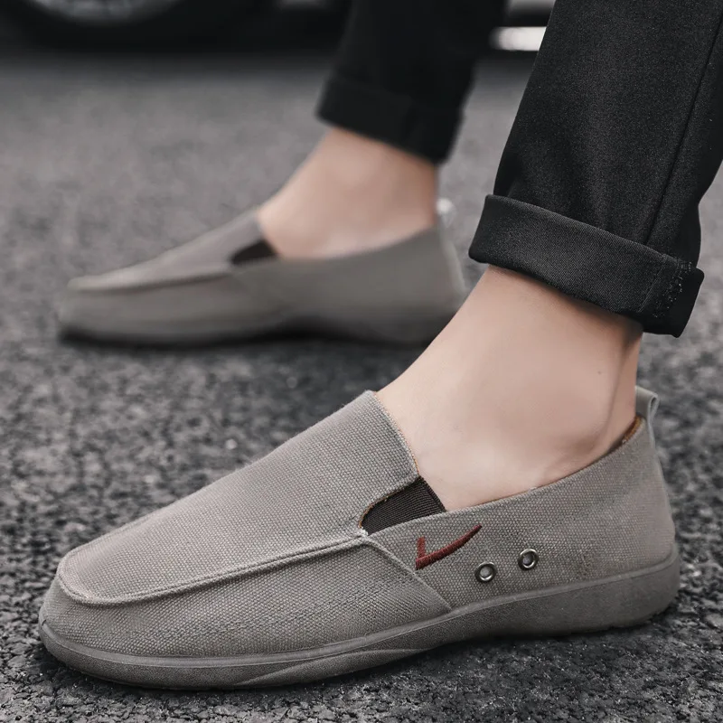 

Old Beijing Cloth Shoes Soft Men Vulcanized Shoes Breathable Flat Walking Shoes Puncture-Proof Sapato Masculino Men Sneakers