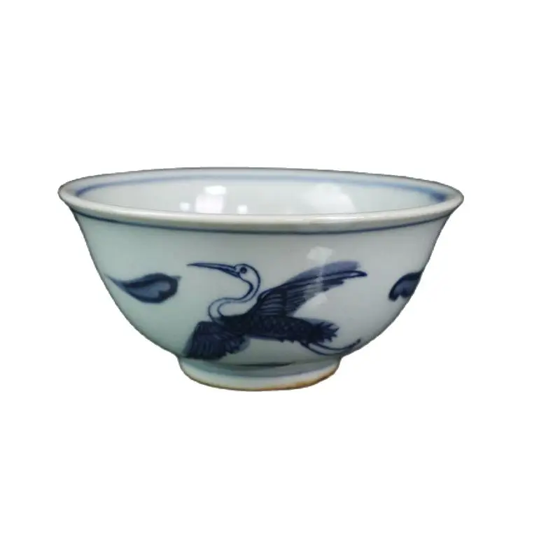 

Early collection of blue and white crane pattern bowl imitation of ancient porcelain home decoration