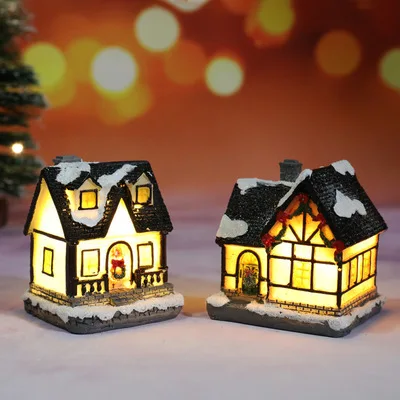

Christmas Scene Village Houses Town Decoration with Warm White Led Light 2021 Xmas Christmas Ornament Kids Gift for Home Decor