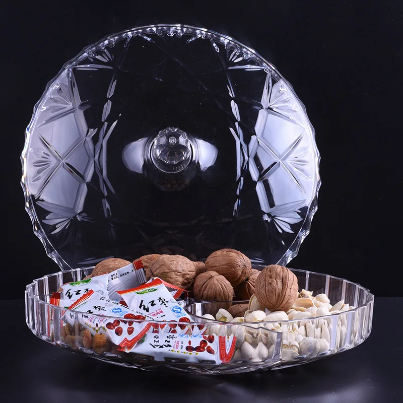 RSCHEF Тарелка Фруктовый таз сухое конфетное блюдо сахарные орехи арахисовая акриловая пищевая тарелка Нескользящая прозрачная коробка для хранения с крышкой