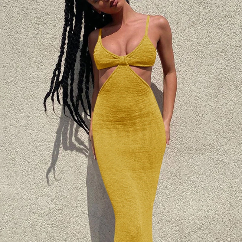 

Летнее платье для женщин, модные облегающие платья без рукавов, новые женские облегающие платья с лямкой на шее, женские повседневные плать...