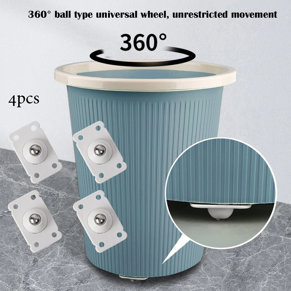 

4pcs/set Universal Wheel 360° Rotatable Box Caster Roller Sticky Sliding Bin Pulley Wheel with Stainless Steel Ball Rotat Wheels