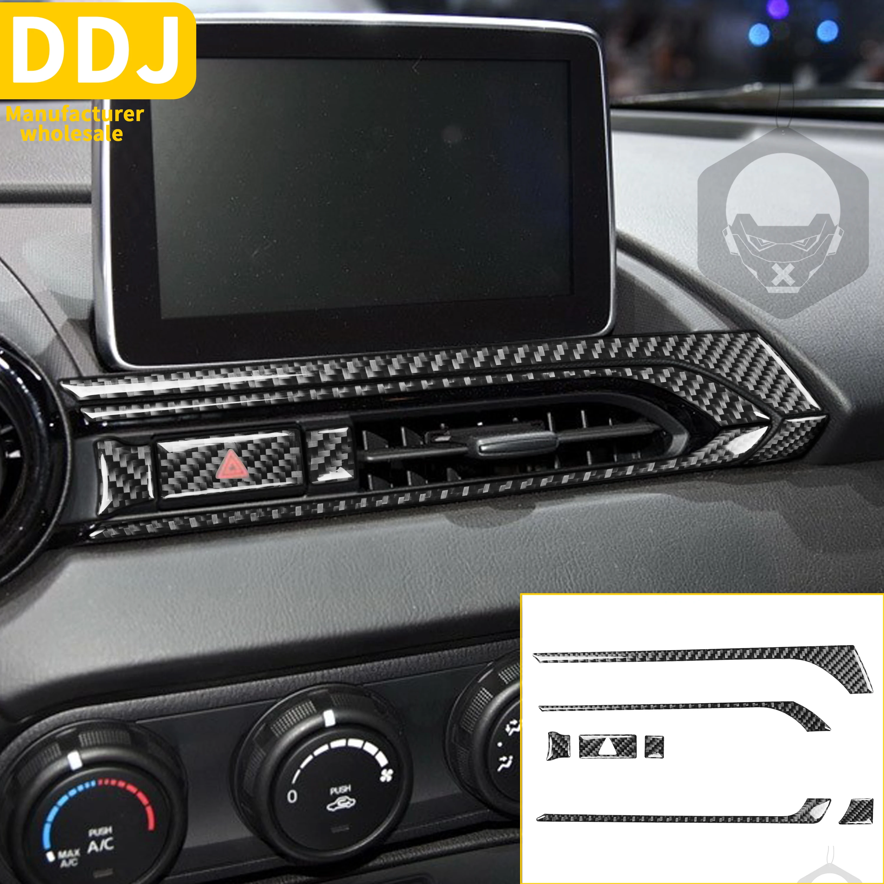 

Carbon Fiber Center Dashboard Air Conditioning Vent AC Outlet Frame Cover Stickers For Mazda MX-5 ND Miata 2016-up MX5 Roadster