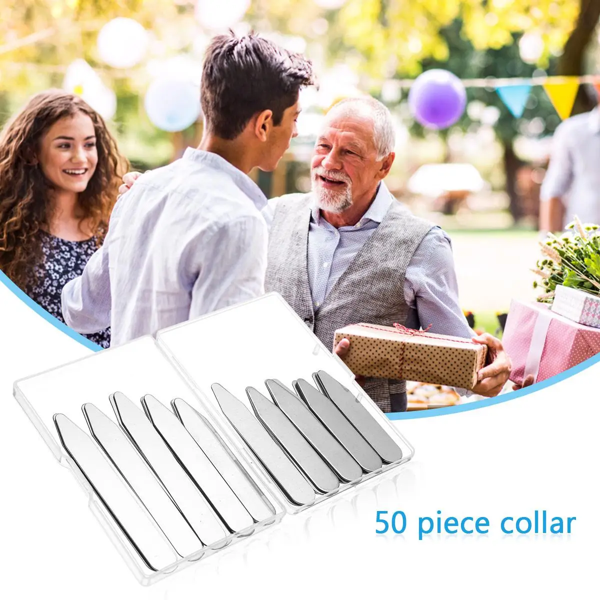 50pcs Stainless Steel Collar Stays Bones Stiffeners Silver Color With Box 2Inch 2.25Inch 2.5Inch 2.75Inch 3 Inch |