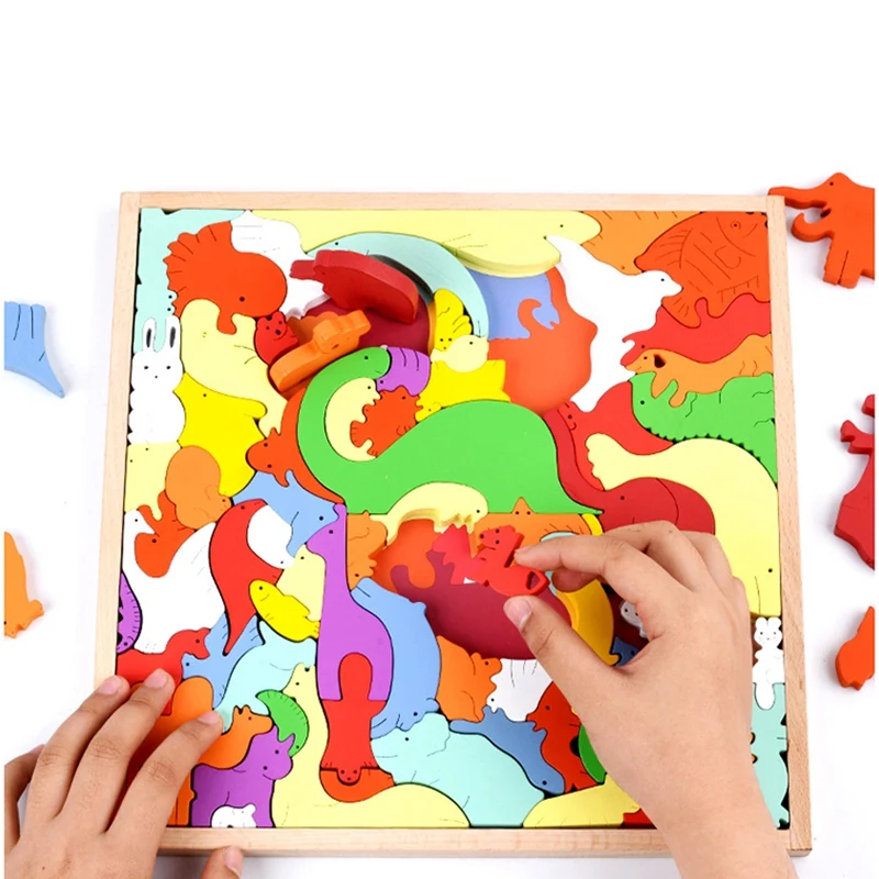 

Wooden Stacking Game Animal Three-Dimensional Jigsaw Puzzle Balance Game Building Blocks for Toddlers Educational Toys