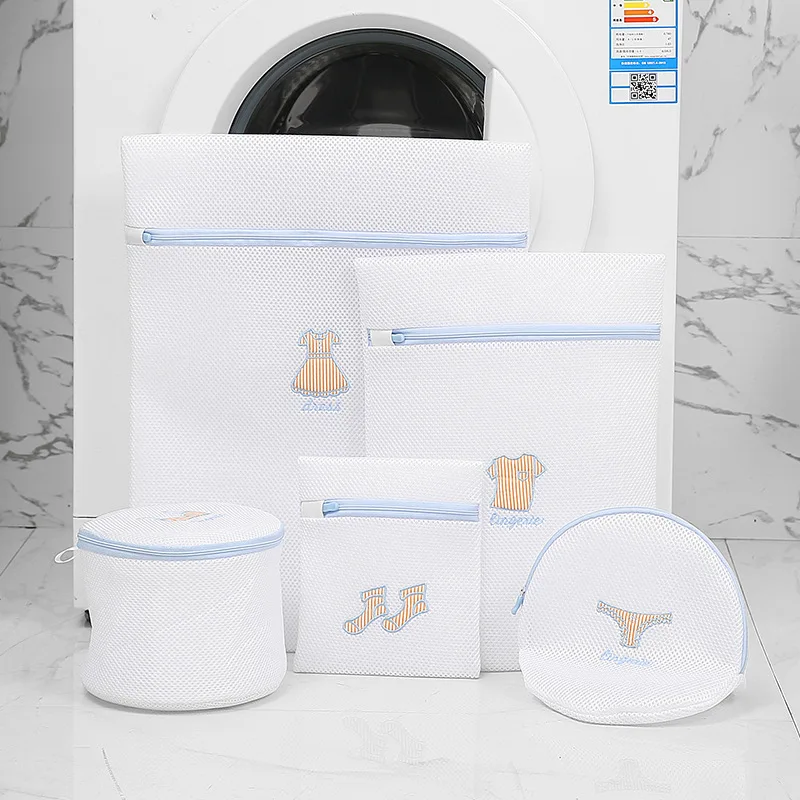 

Embroidery Mesh Laundry Bag Socks Undewear Bra Washing Bags Travel Portable Laundry Organizer Foldable Laundry Baskets for Home