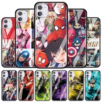 marvel hero spider man for apple iphone 12 pro max mini 11 pro xs max x xr 6s 6 7 8 plus luxury tempered glass phone case