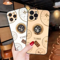 phone case for iphone 13 pro clock rhinestone female magnetic bracket silicone case back cover for iphone 13 pro non slip cases