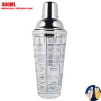 400ml14oz martini cocktail shaker scale glass wine beverage mixer shaker bottle fruit juice snow double cup bar bartender tool