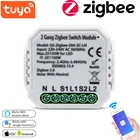 Tuya Zigbee Беспроводной интеллектуальный коммутационный модуль Noс нейтральным ЕС 220V 2 Way Беспроводной светильник реле совместимый с Alexa Google Home