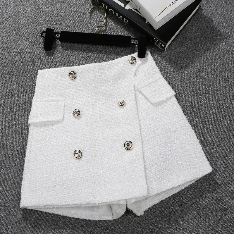 Skirt Shorts Autumn Winter Clothes Womens New Loose High Waist Bright Silk Small Fragrance Shorts Ladies Boots Shorts Short