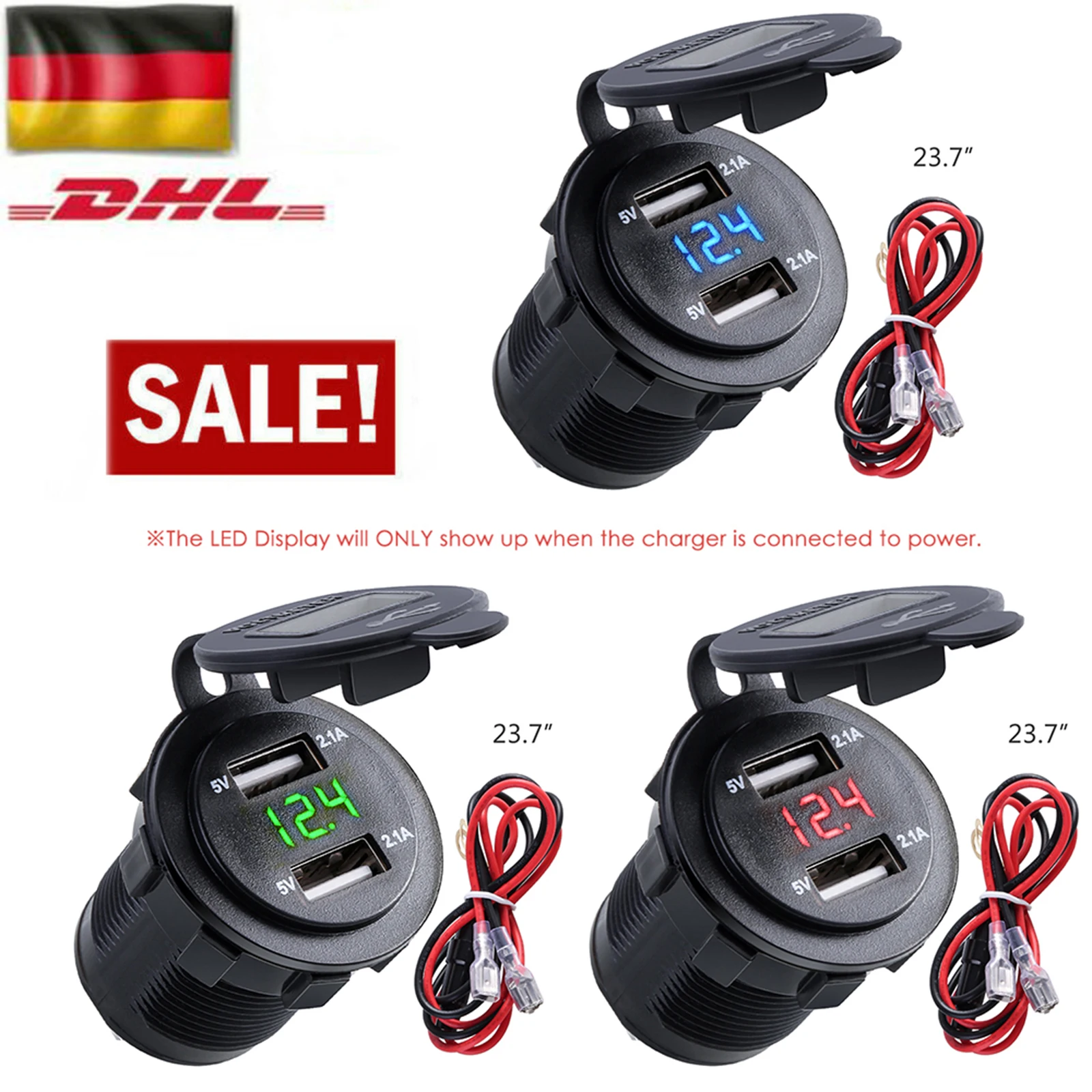 Двойное зарядное устройство USB водонепроницаемая розетка питания 2 1 А С