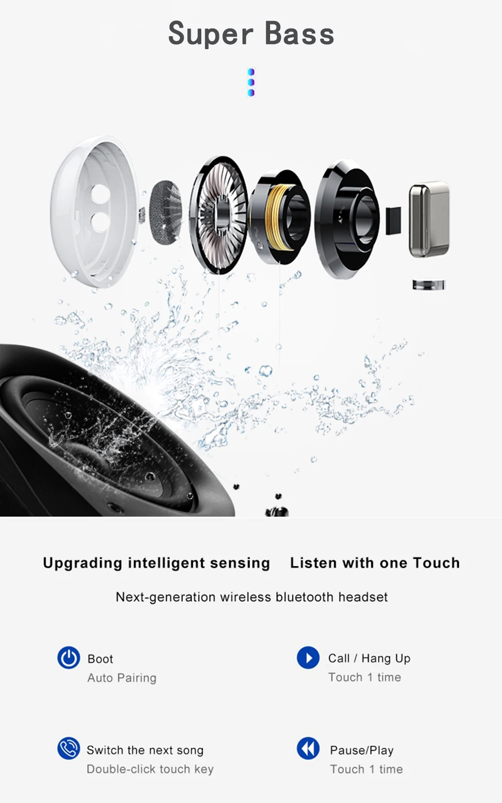 Новинка i88 TWS наушники беспроводные Bluetooth наушники 5,0 сенсорное управление спортивные Игровые наушники гарнитура с двойным микрофоном стерео