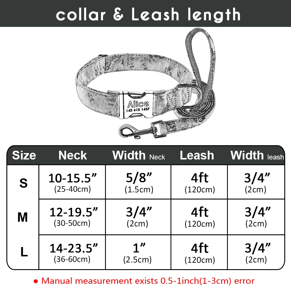 

Dog Collar Custom Nylon Puppy Cat Dog Tag Collar Leash Personalized Pet Nameplate ID Collars Adjustable For Medium Large Dogs
