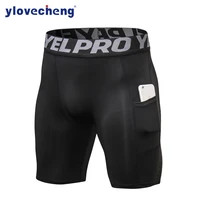 mens pro fitness shorts running training fast drying stretch tight shorts with pocket shorts