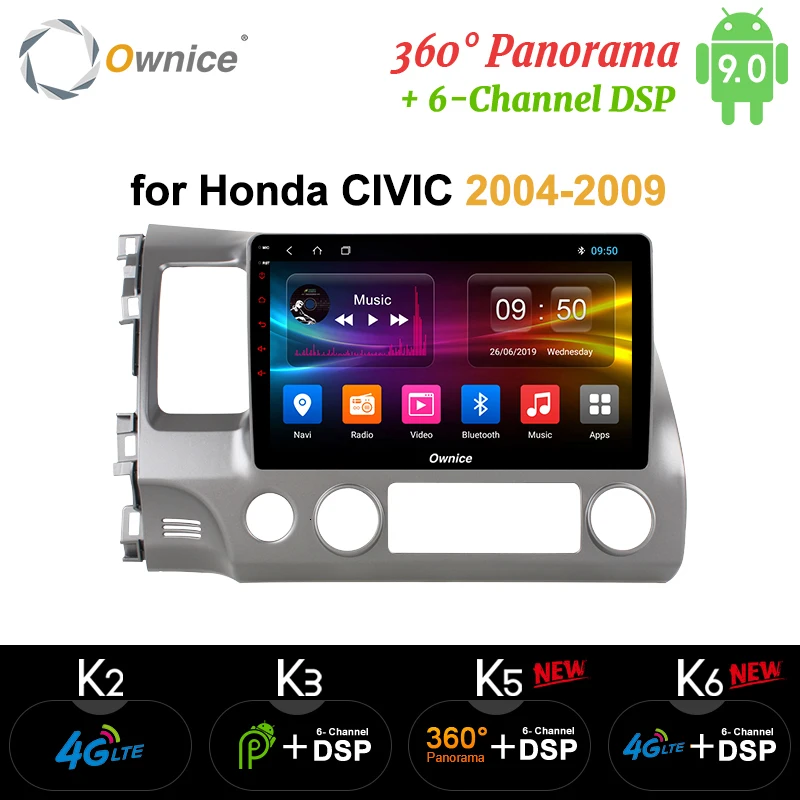 Ownice K1 K2 K3 Android 9 0 Octa core Автомобильная головка для Honda Civic 2004 2009 DVD GPS поддержка 4G sim