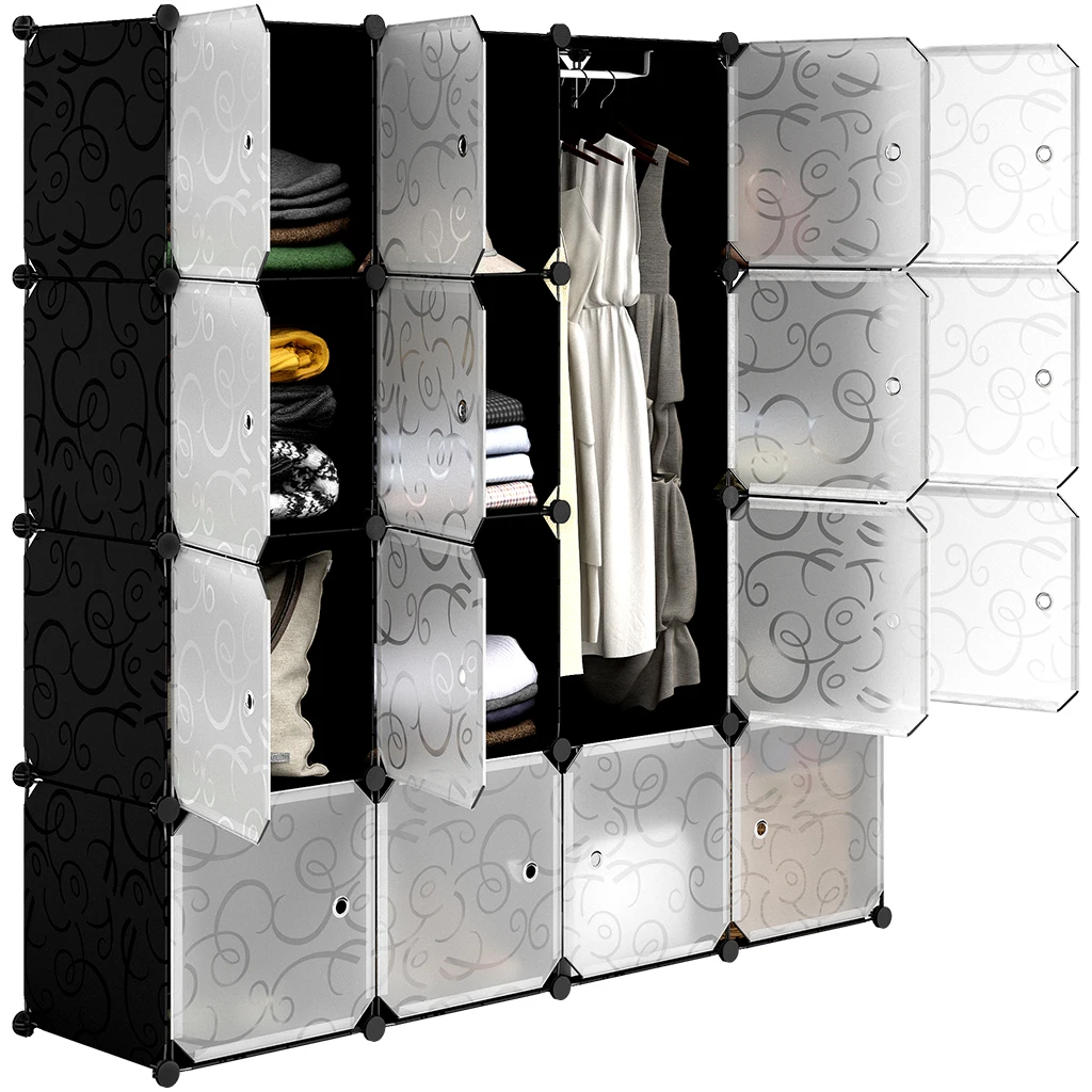 LANGRIA 16 Cube DIY модульный органайзер для хранения стеллажи шкаф черный и белый