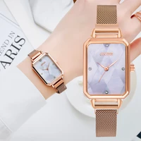fashion women watches luxury magnet buckle rectangular dial rhinestone watch ladies quartz wrist watch bracelet set reloj mujer