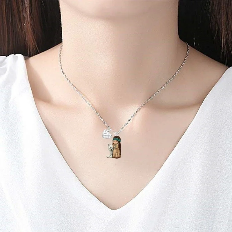 

Exquisite Cute Women 3D Cartoon Girl Printed Choker Resin Indian Retro Tribe Wolf Pendant Casual Party Necklace Jewelry