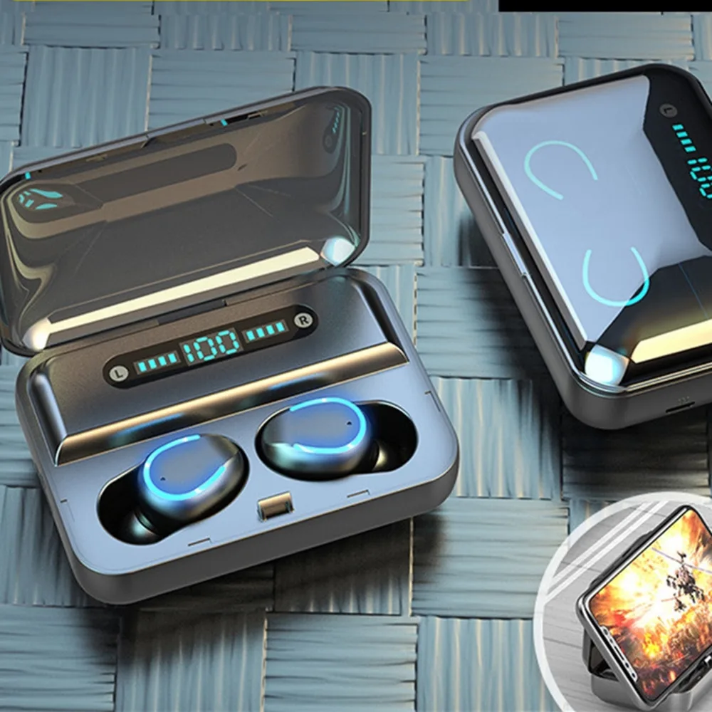 

Bluetooth Earphones LED Display Headphones Stero Sound 2000mah Power Bank Wireless Headsets Sport with Microphone