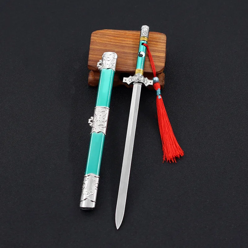 

Alloy Falling Hua Moon Sword With Sheath 22cm Weapon Model Handicraft Office Decoration Exquisite Keychain Collection Toys Gifts