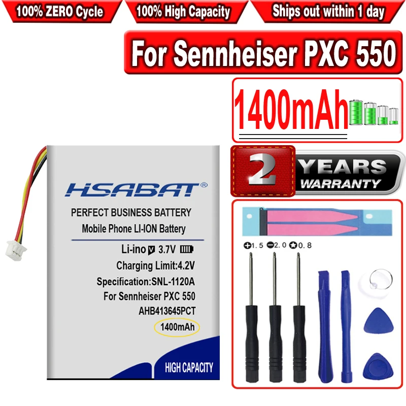 HSABAT 1400mAh AHB413645PCT аккумуляторная беспроводная Bluetooth гарнитура для Sennheiser PXC