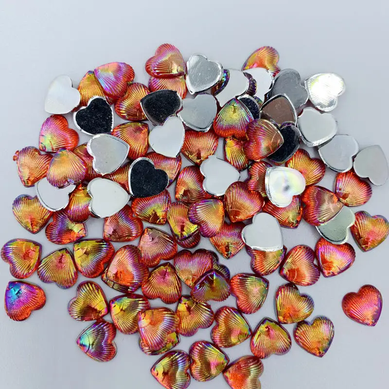 100 шт. 8 мм Стразы AB в форме сердца с плоской задней стороной акриловые и