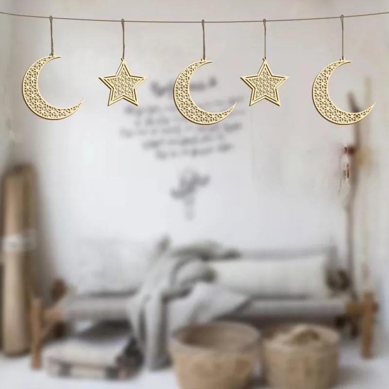 

Ramadan Kareem Wooden Craft Hanging Pendant with Hemp Gift Eid Rope Home Muslim Al-Adha For Islamic Eid Party Mubarak Decor E5X0