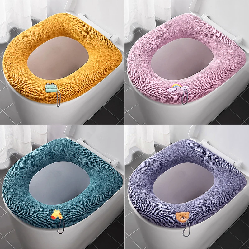 

Cartoon Toilet Seat Cover Winter Warm Soft Closestool Mat Toilet Seat Pad Universal plush Toilet Cushion Bathroom Accessories