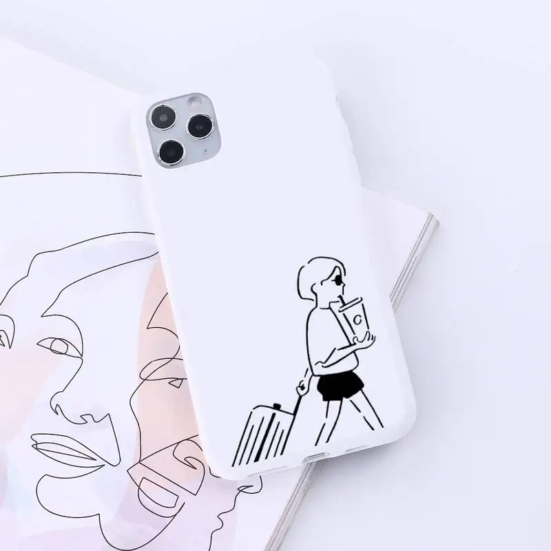 

American movie killer Leon black line Phone Case Candy Color for iPhone 6 7 8 11 12 s mini pro X XS XR MAX Plus