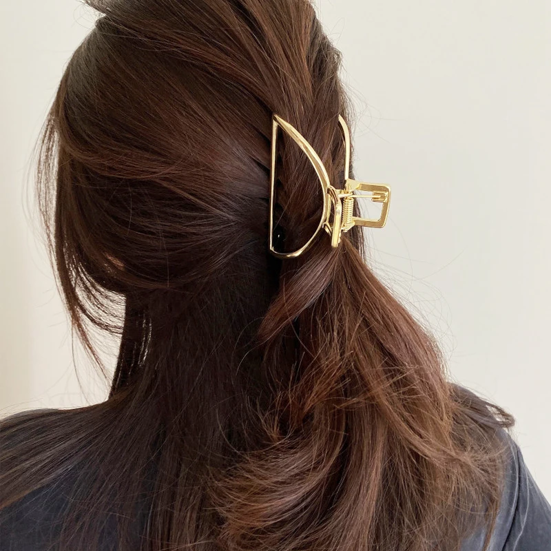 SRCOI Геометрический полукруглый зажим для волос из металла, простая ретро головная укладка для женщин.