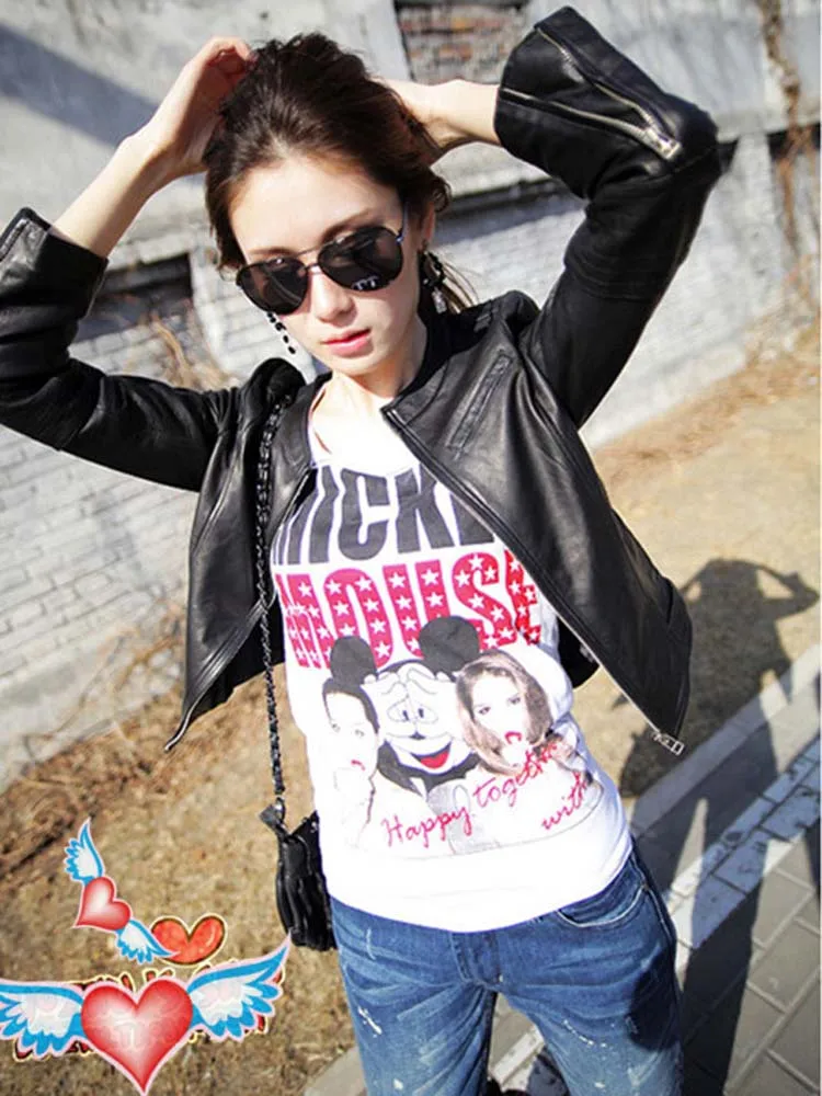 New fashion 2019 women's genuine leather motocycle jackets real natural sheepskin coats for ladies black oversize 3xl 4xl xxxxl