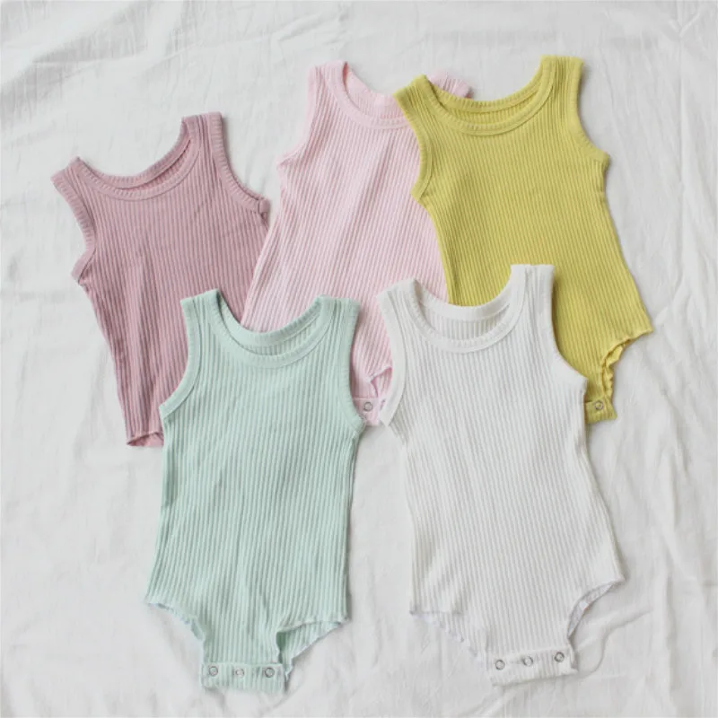 Летние трикотажные Комбинезоны для маленьких девочек Хлопковая одежда