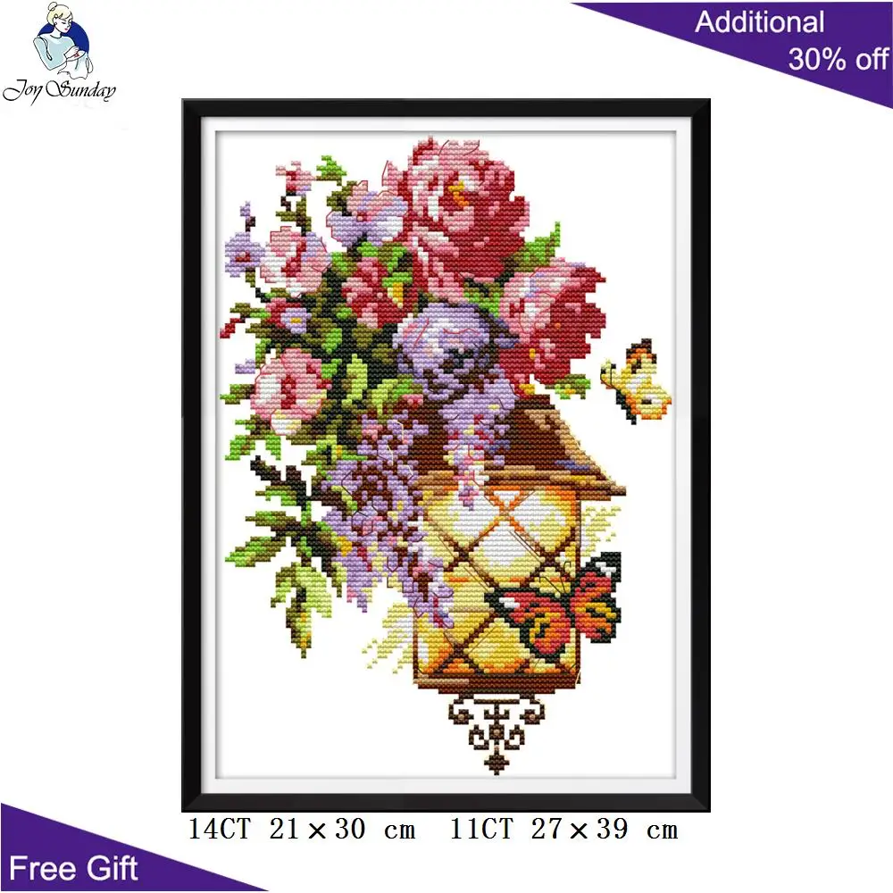 Joy Sunday свет очарования вышивки крестом H794H795H796 14CT 11CT Счетный штампованный декоративный Домашний Светильник и цветы вышивки крестом