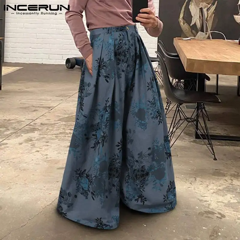 

Fashion Casual Style New Men Printed All-match Pantalons Male Party Nightclub Pants High-waisted Wide-leg Trousers S-5XL INCERUN