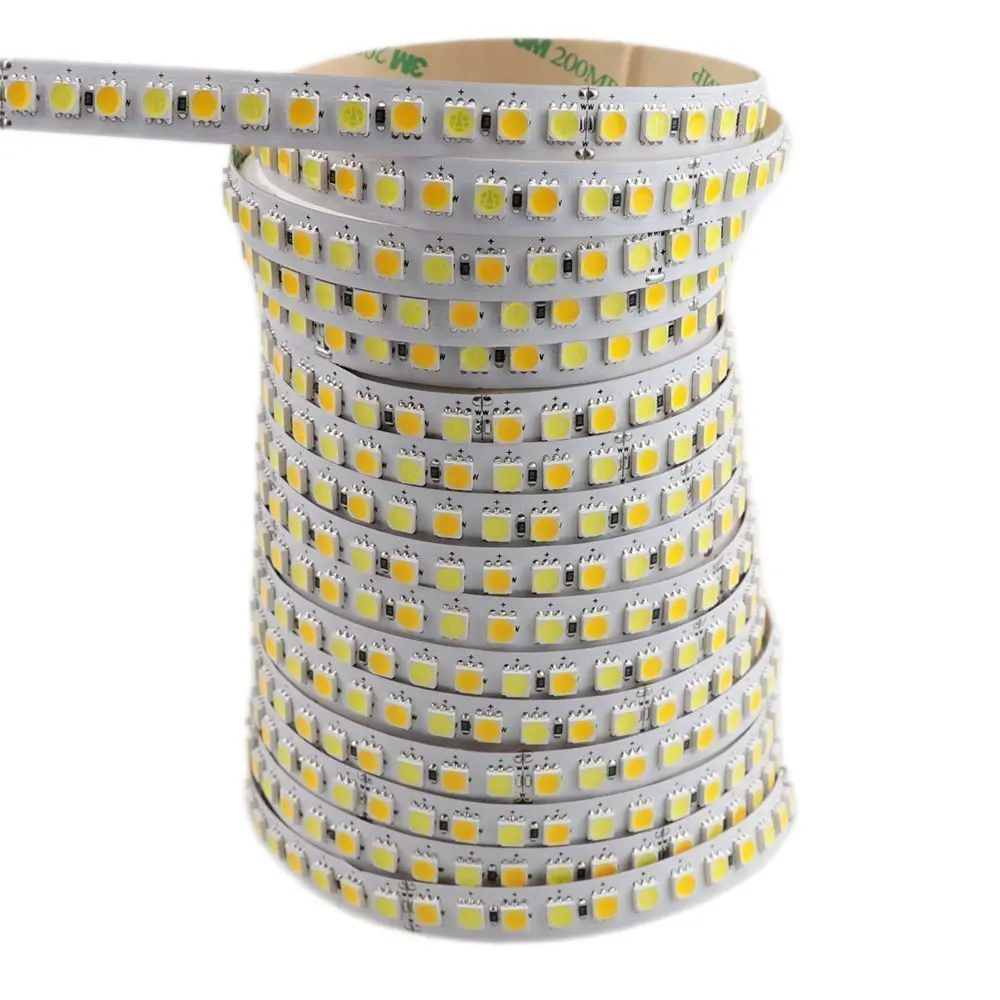 16.4ft светодиодный гибкий свет полосы, 600 единиц SMD 5050 Светодиодный s, 24 В не водонепроницаемая светодиодная лента теплый белый и дневной свет белый jk736