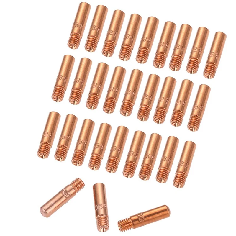 

30Pcs Mig Welding Contact Tip Welding Consumables Nozzle 11-35 0.035 Inch Fit For Tweco Mig Machine