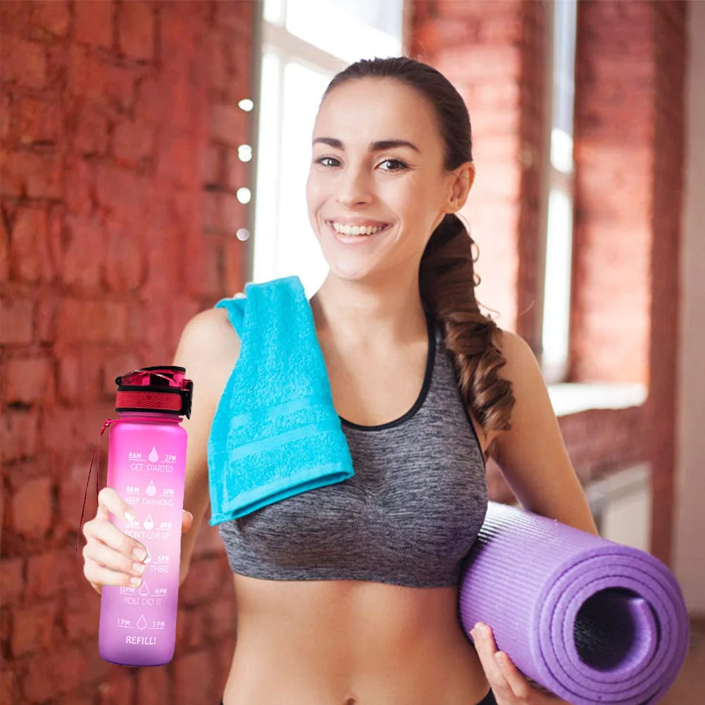 2021 Новинка 1 л не содержит Бисфенол А герметичный водяной кувшин Мотивационная