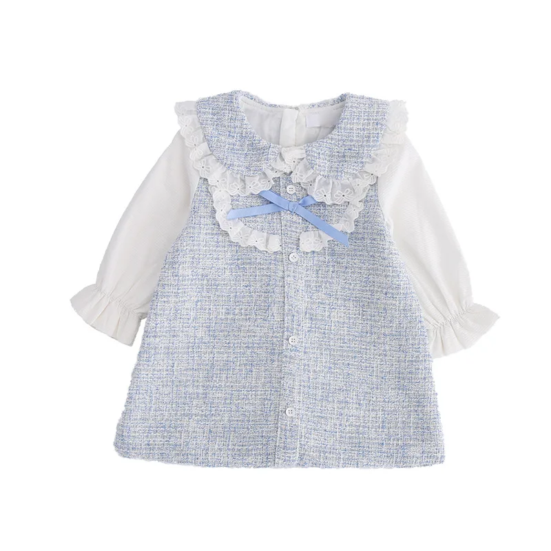 

Spring new super western style girls lace collar A-line skirt small fragrance princess dress