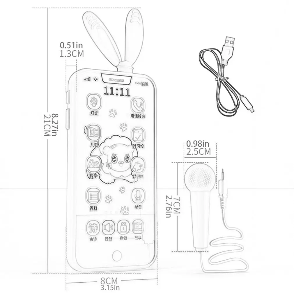 

2019 New Unisex Early Childhood Educational Smart Touch Screen Phone Baby Enlightenment Toy Simulation Multi-Function Phone