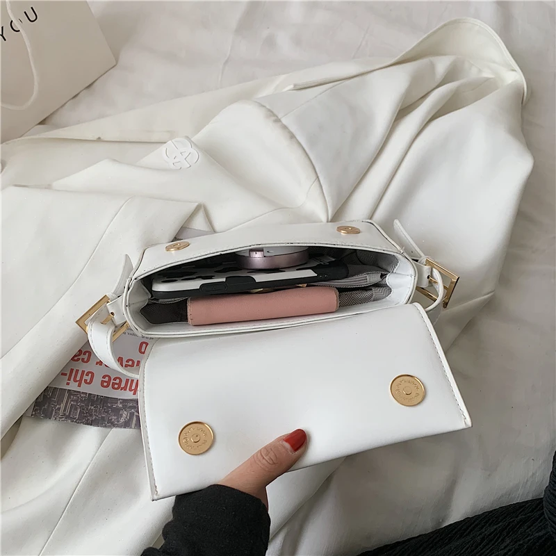 

Bags For Women 2021 And Simple Candy Color Lady Messenger Bag High-Quality Hardware Lock Buckle Female Shoulder Bag Dating White