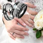 Мода сплав железа свадебный набор колец модные ко Дню Святого Валентина, кольцо для помолвки, свадьбы Три в одном Циркон пары влюбленных Кольцо