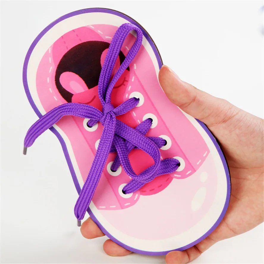 Montessori Threading Beads Game Wooden Kids Educational Lacing Toys Sewing Buttons Teaching Aid Puzzle Stringing Toy for Baby